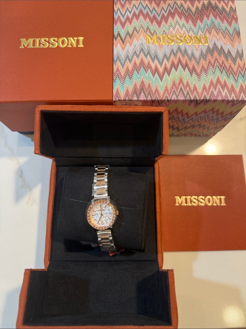 Missoni Silver and Rose Gold Bracelet Watch